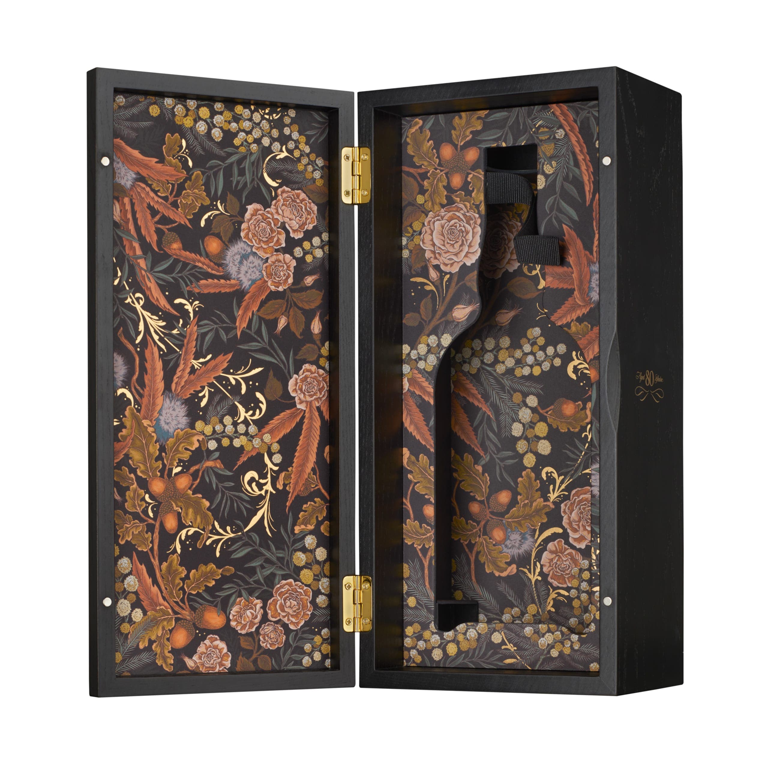 open presentation case revealing the illustrated botanical interior
