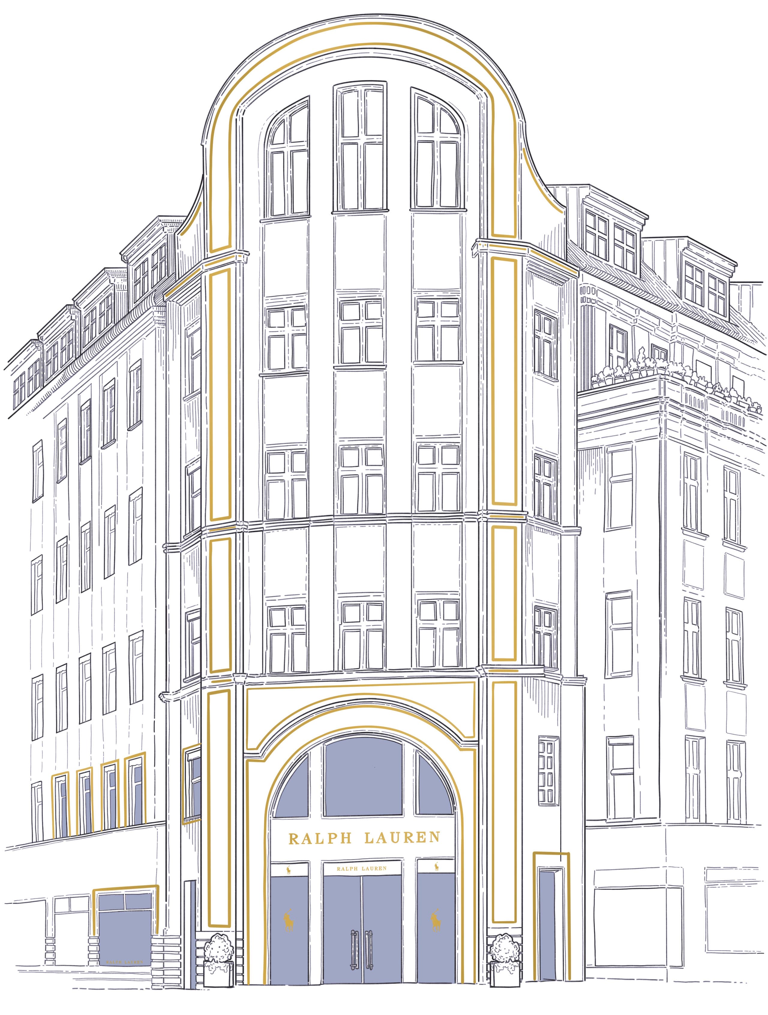 architectural illustration of the Ralph Lauren Berlin store