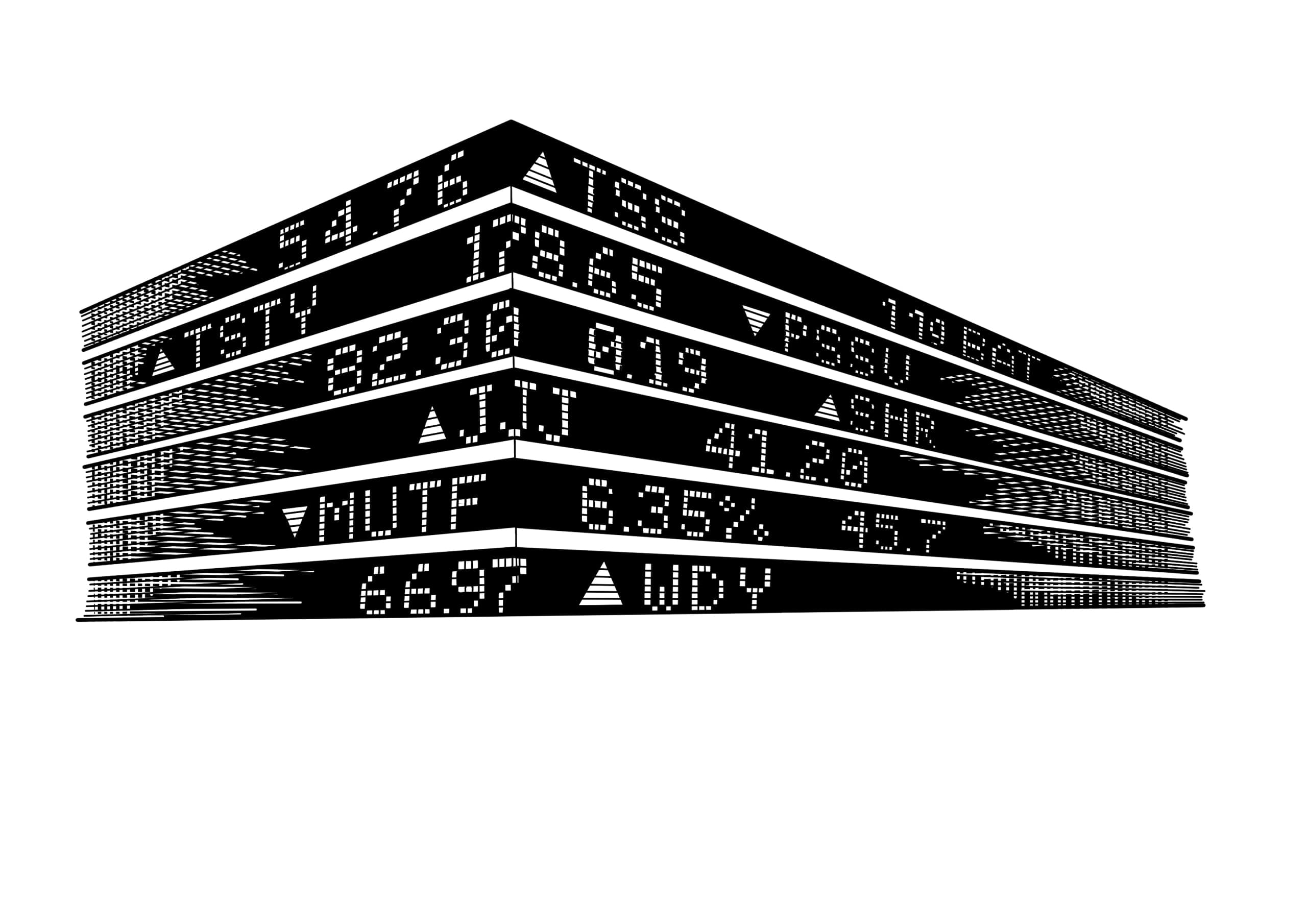 line illustration of layered directional signage panels