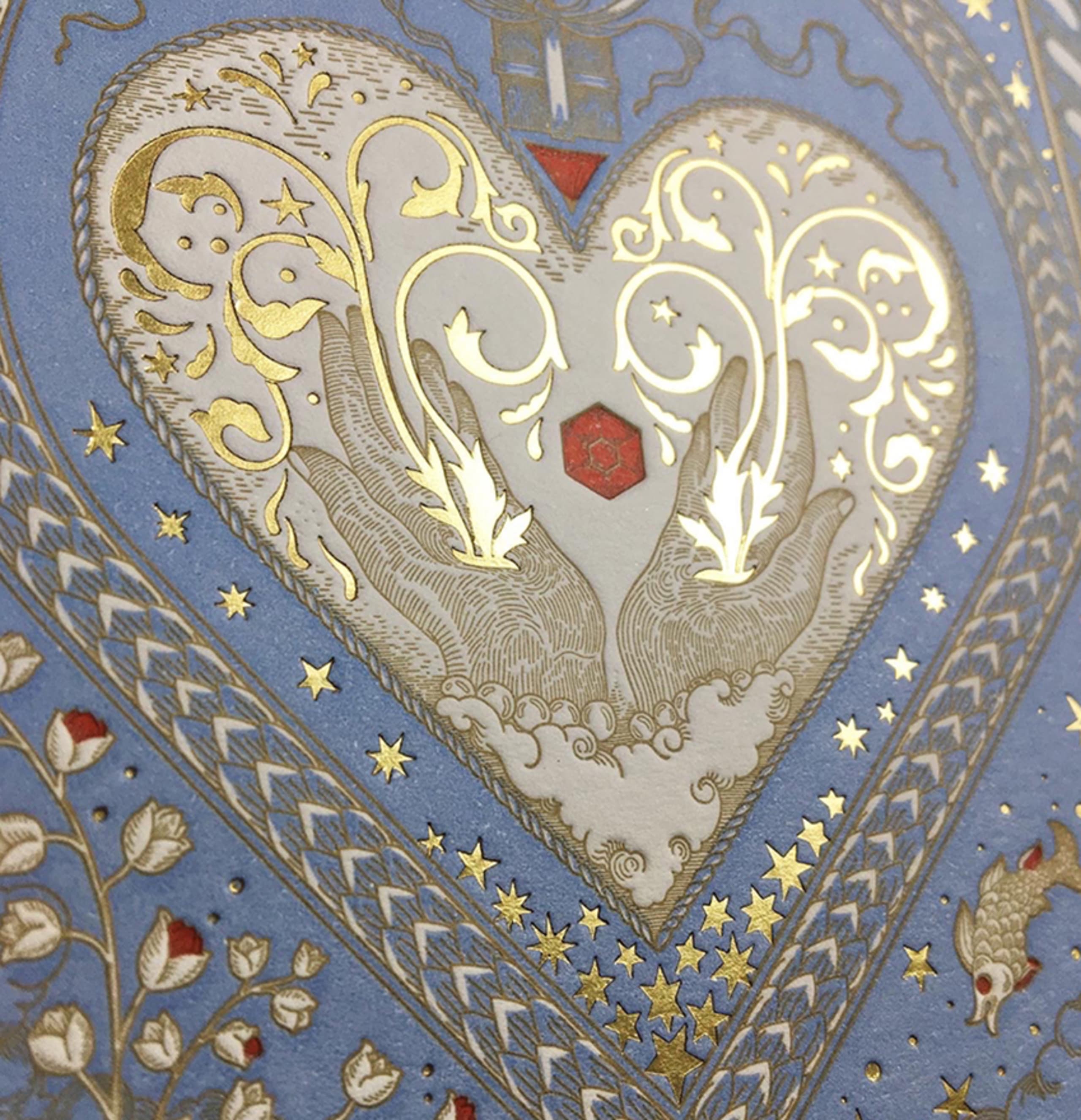 close-up detail of an illustrated heart composition